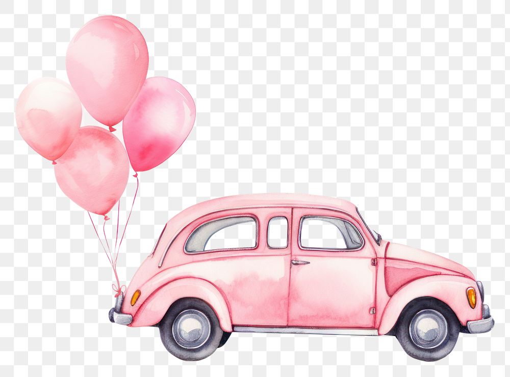 PNG  Wedding car balloon vehicle pink. AI generated Image by rawpixel.