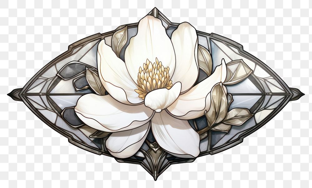 PNG Magnolia jewelry flower white. AI generated Image by rawpixel.