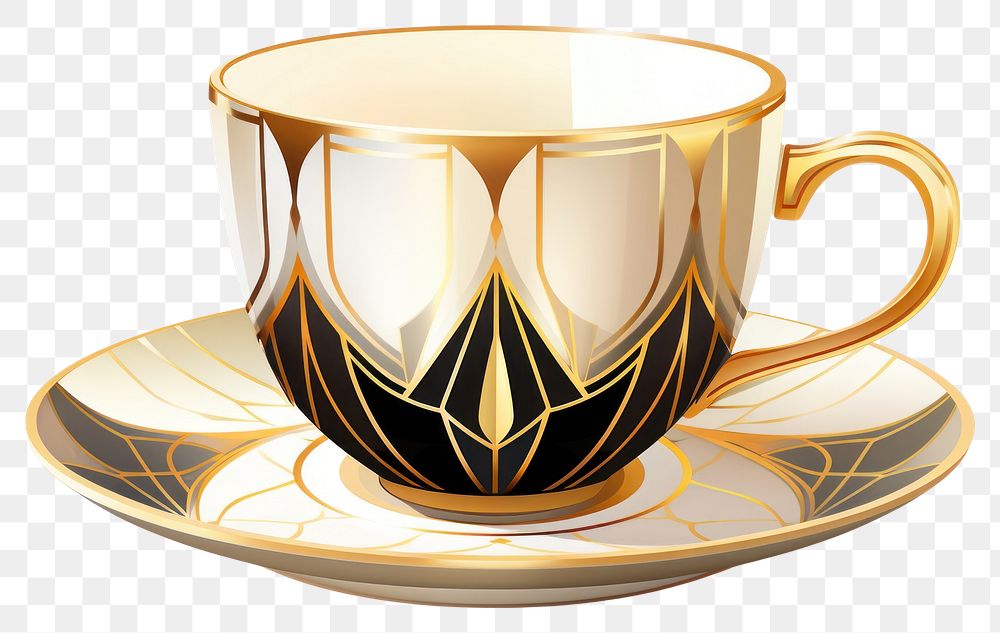 PNG Coffee cup saucer drink gold. AI generated Image by rawpixel.