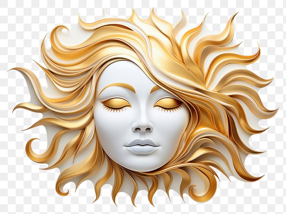 PNG Sun portrait gold art. AI generated Image by rawpixel.