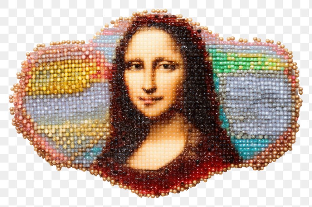 PNG Mona lisa brooch bead white background. AI generated Image by rawpixel.