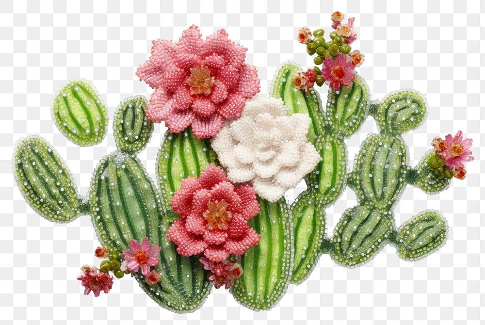 PNG Cactus embroidery pattern plant. AI generated Image by rawpixel.