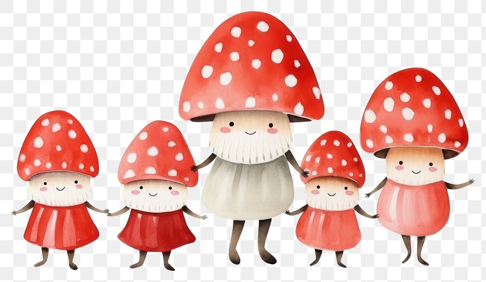 PNG  Mushroom cute white background togetherness. AI generated Image by rawpixel.