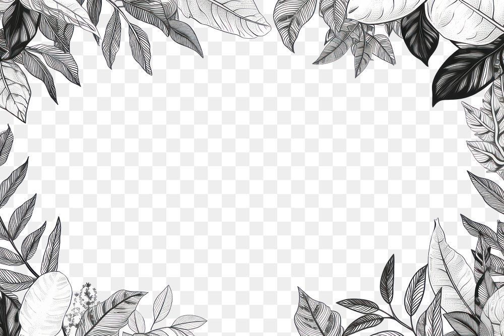 PNG  Leaf backgrounds pattern drawing. AI generated Image by rawpixel.