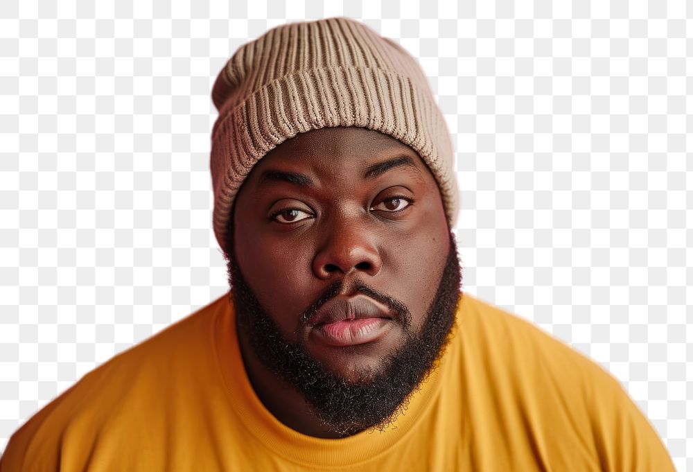 PNG  Man wearing a knitted beanie photography portrait adult. AI generated Image by rawpixel.