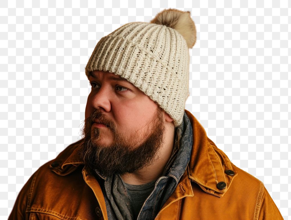 PNG  Man wearing a knitted beanie adult individuality hairstyle. AI generated Image by rawpixel.
