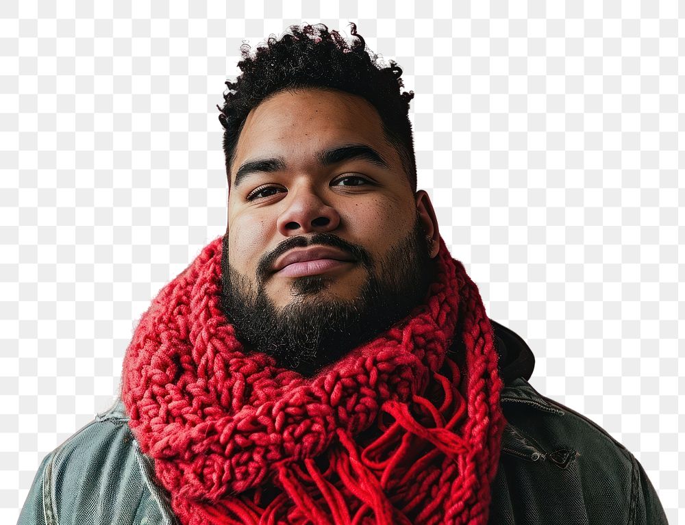 PNG  Knitted scarf individuality hairstyle moustache. AI generated Image by rawpixel.