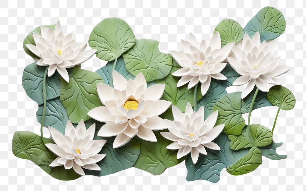 PNG Water lily art pattern flower. AI generated Image by rawpixel.