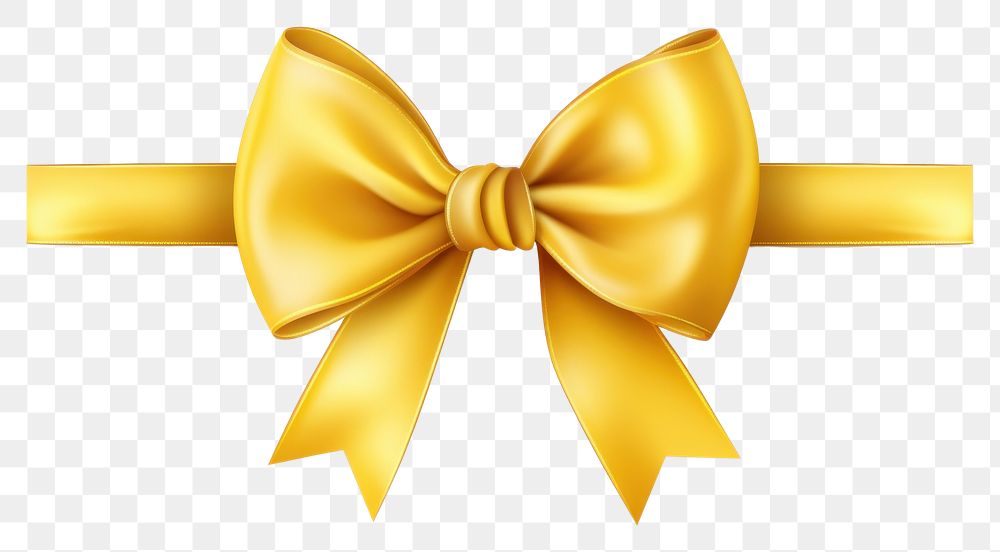PNG Yellow ribbon with bow white background celebration accessories. AI generated Image by rawpixel.