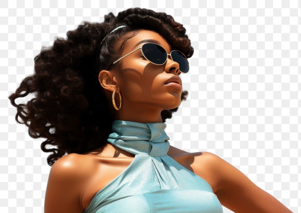 PNG Black woman sunglasses portrait summer. AI generated Image by rawpixel.