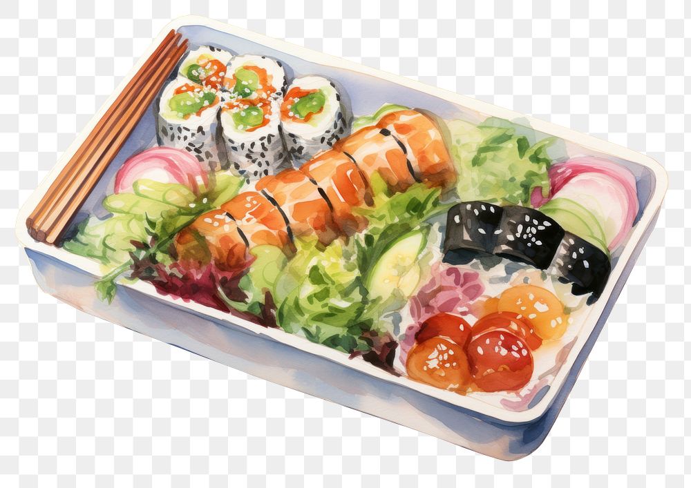 PNG Bento box lunch sushi plate. AI generated Image by rawpixel.