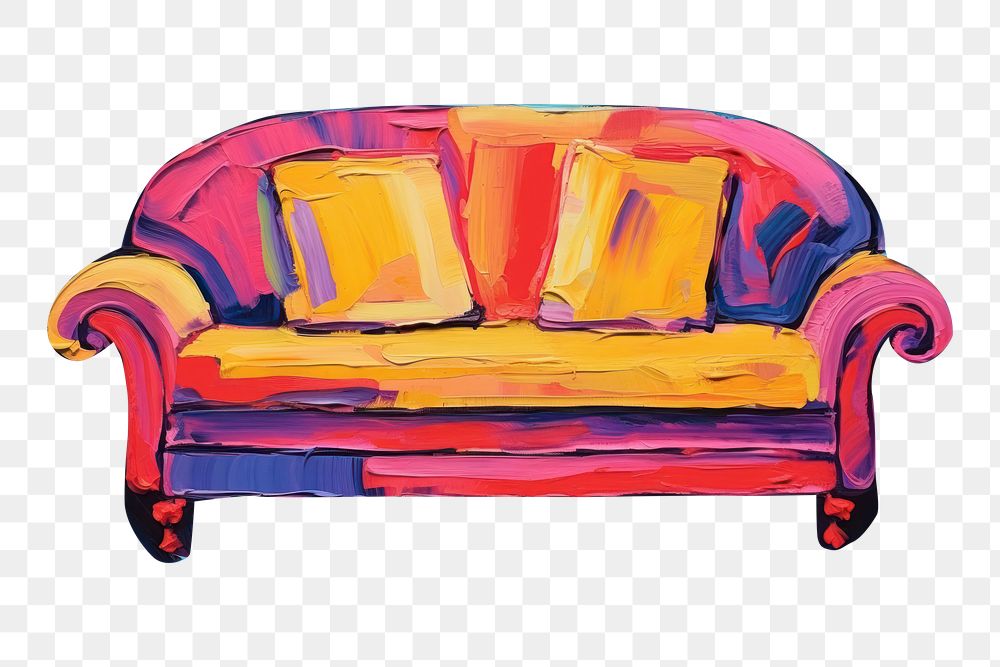 PNG Couch furniture painting art. AI generated Image by rawpixel.