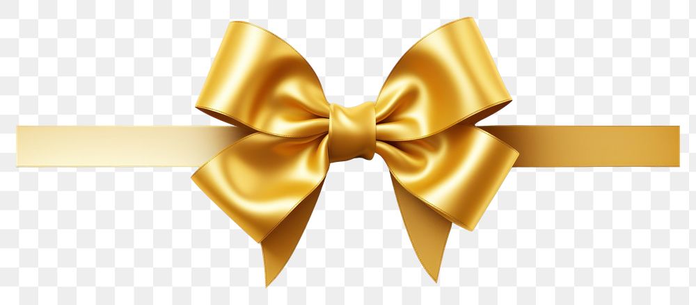 PNG Golden ribbon with bow white background celebration accessories. AI generated Image by rawpixel.