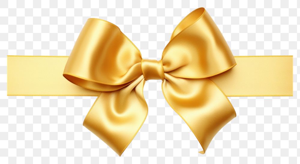 PNG Golden ribbon with bow backgrounds white background celebration. AI generated Image by rawpixel.