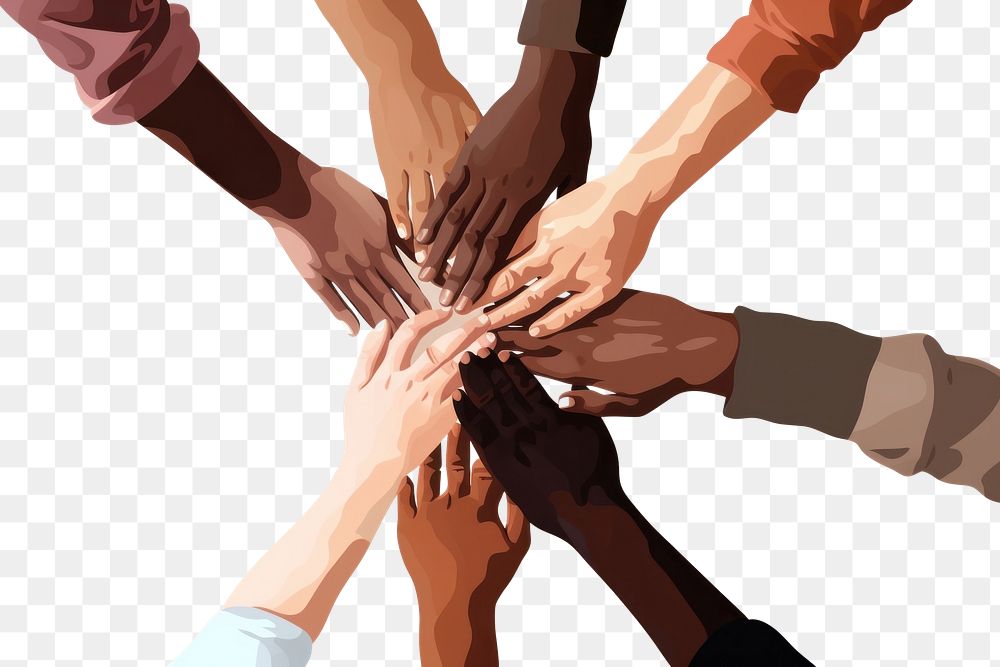 PNG Hands stacking in circle people adult togetherness. AI generated Image by rawpixel.