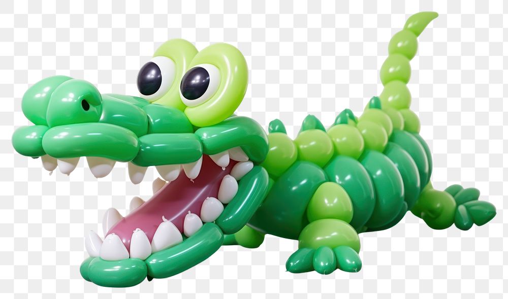 PNG  A balloon twisting in the shape of a crocodile toy white background representation. AI generated Image by rawpixel.