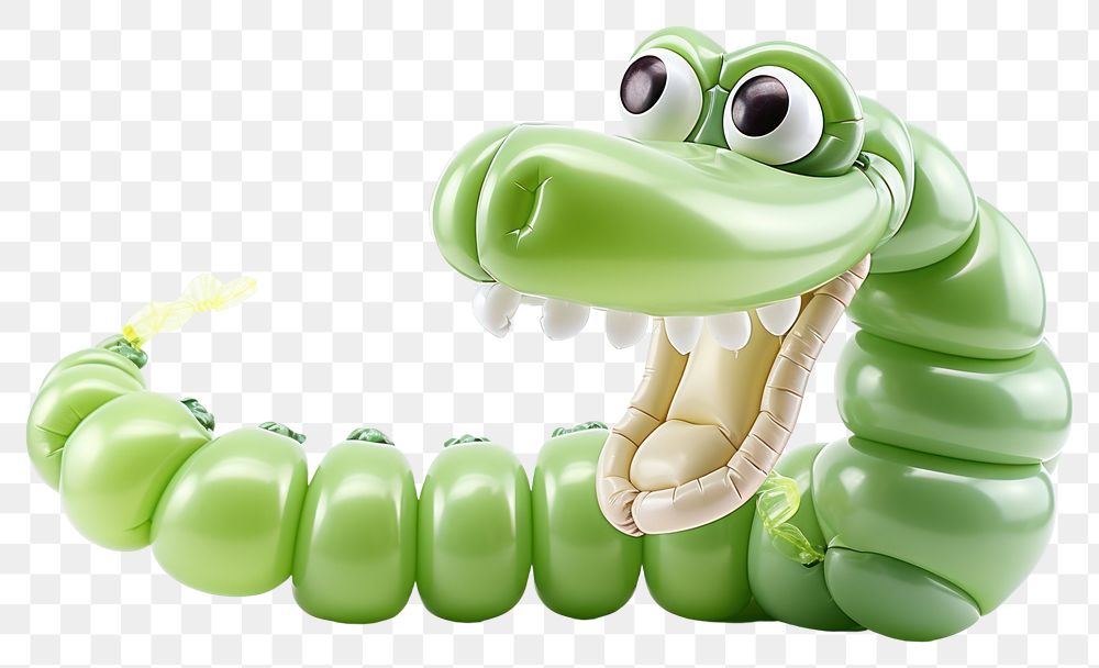 PNG  A balloon twisting in the shape of a snake reptile animal green. AI generated Image by rawpixel.