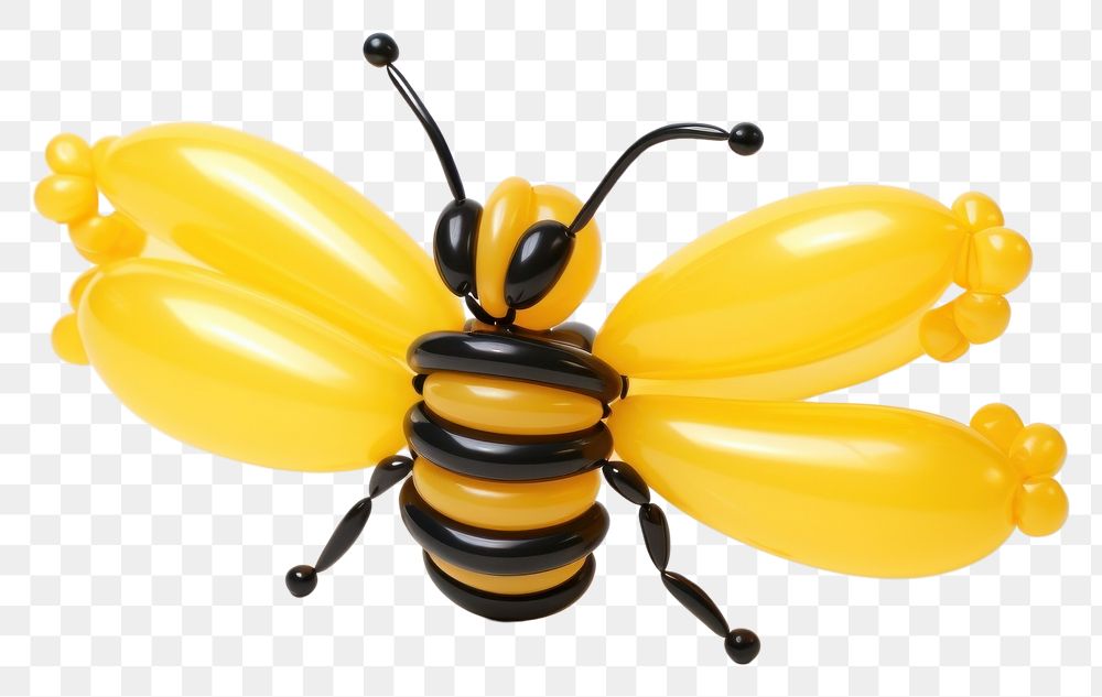 PNG  A balloon twisting in the shape of a bee insect animal white background. AI generated Image by rawpixel.