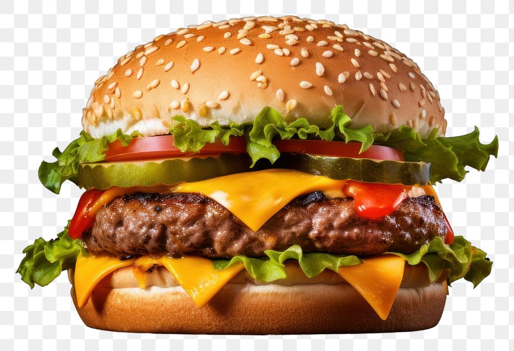PNG Cheeseburger food hamburger vegetable. AI generated Image by rawpixel.