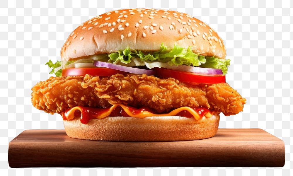 PNG Chicken burger food hamburger vegetable. AI generated Image by rawpixel.
