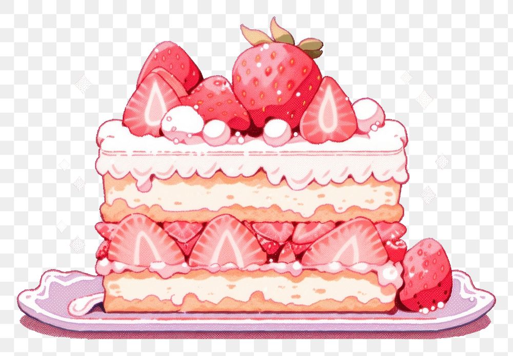 PNG Strawberry cake dessert fruit cream. AI generated Image by rawpixel.