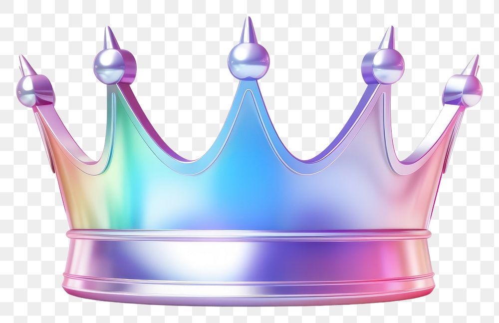 PNG Holographic queen crown white background celebration accessories. AI generated Image by rawpixel.
