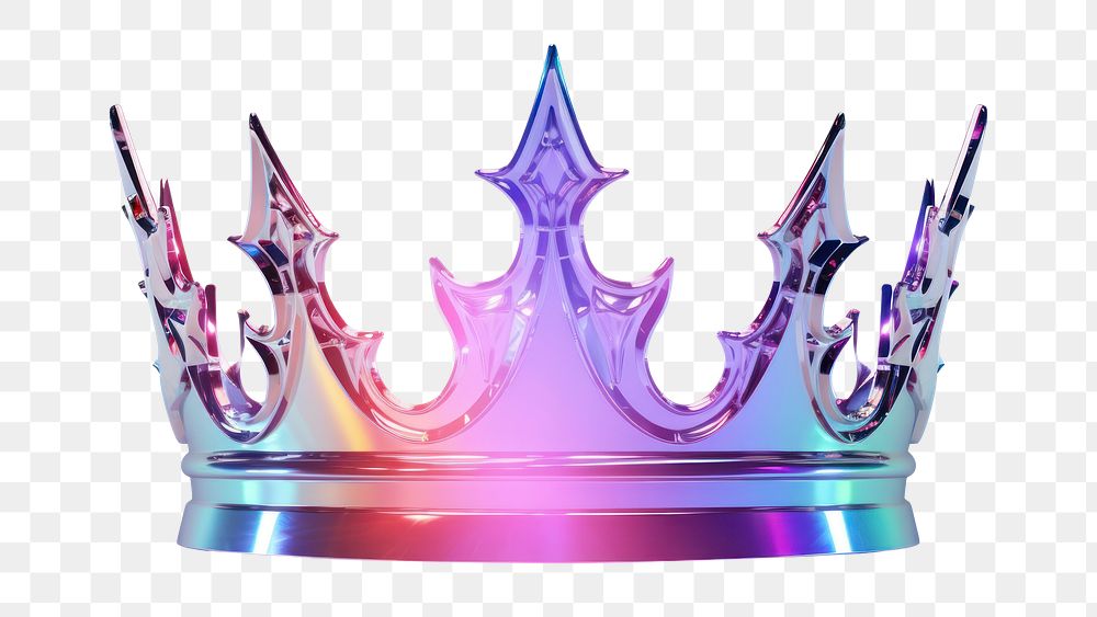 PNG Holographic queen crown white background celebration accessories. AI generated Image by rawpixel.