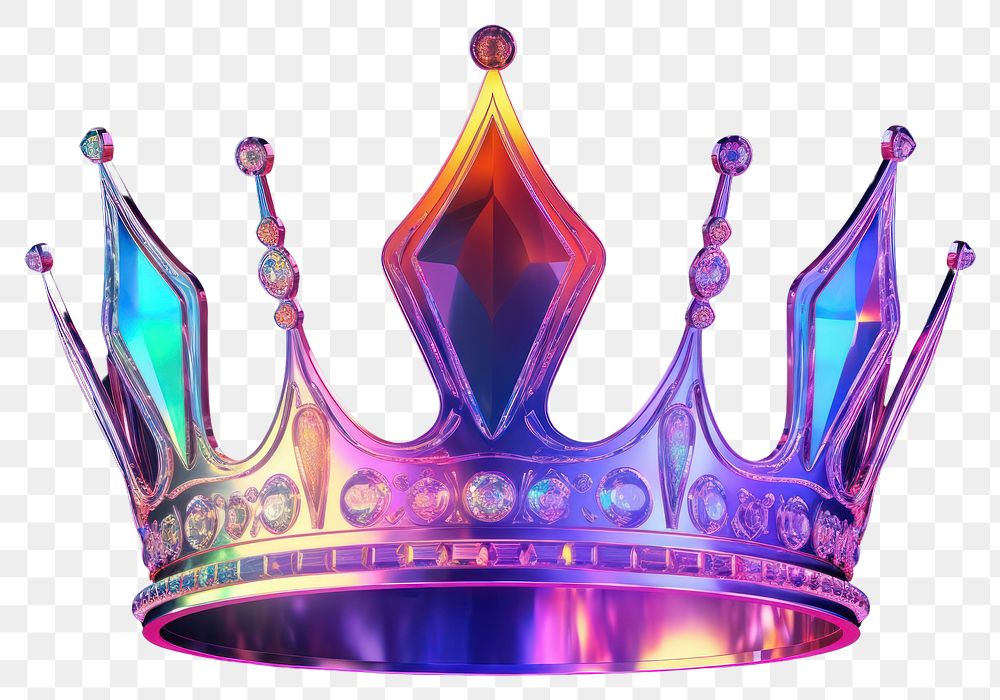 PNG Holographic crown jewelry illuminated celebration. AI generated Image by rawpixel.