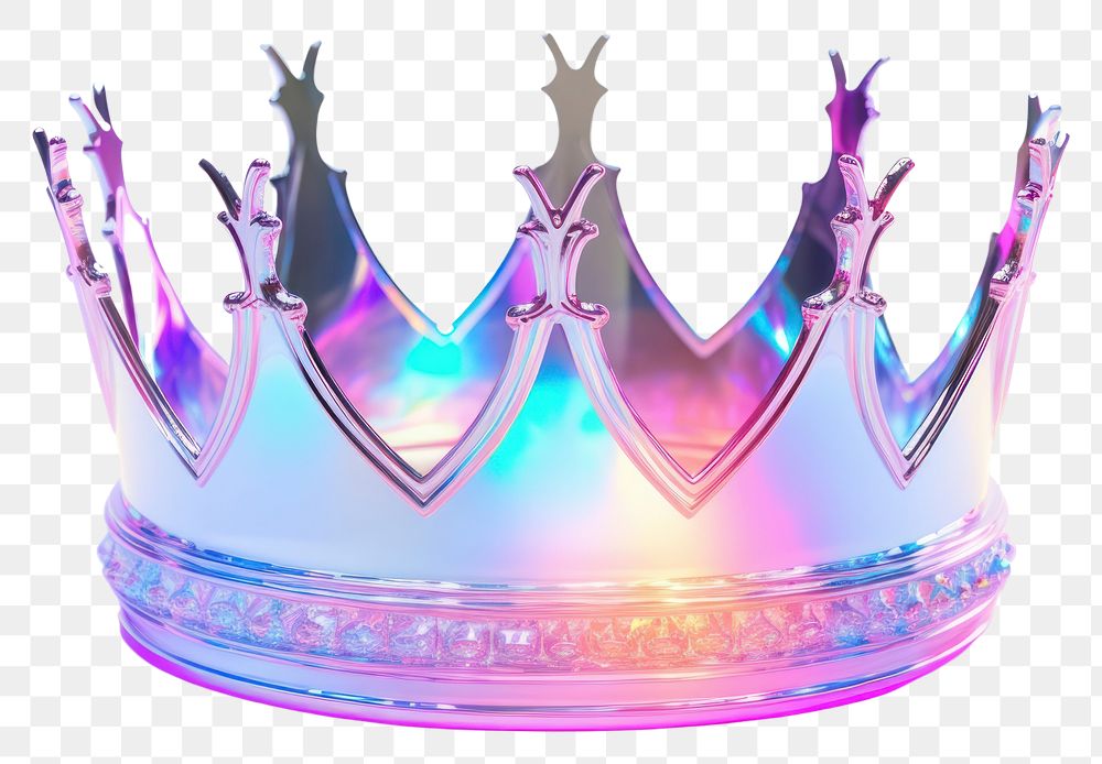 PNG Holographic crown white background celebration accessories. AI generated Image by rawpixel.