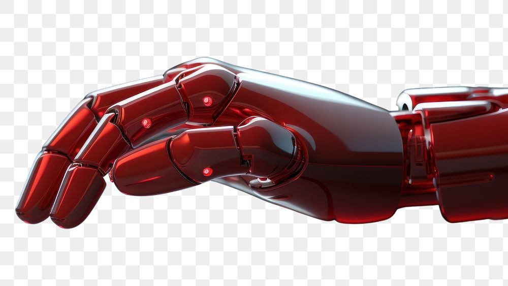 PNG 3d robot hand clicking a red keyboard button technology electronics futuristic. AI generated Image by rawpixel.