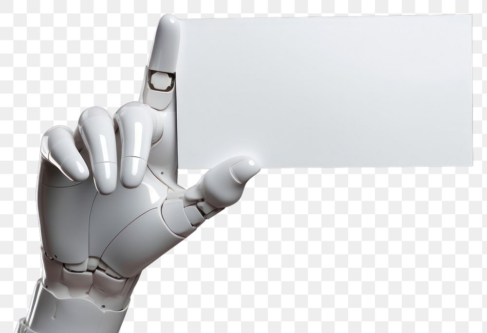 PNG 3d robot hand holding a thick paper business card technology photography electronics. AI generated Image by rawpixel.