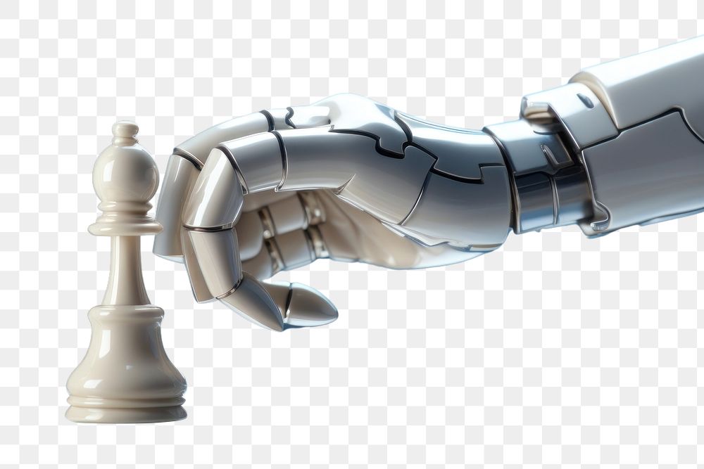 PNG 3d robot hand holding a chess technology game intelligence. AI generated Image by rawpixel.