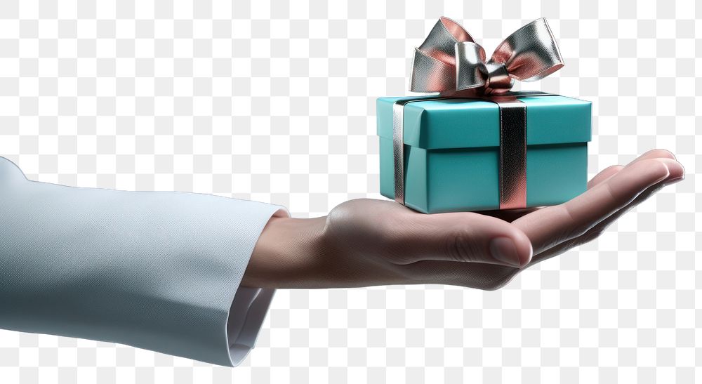 PNG 3d robot hand holding a small gift box adult celebration anniversary. AI generated Image by rawpixel.