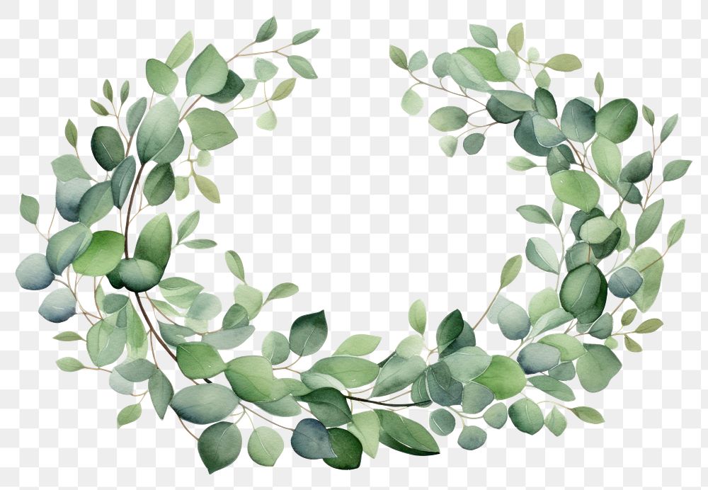 PNG Eucalyptus wreath pattern plant. AI generated Image by rawpixel.