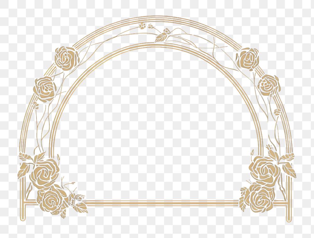 PNG Frame with arch and roses architecture circle gold. AI generated Image by rawpixel.
