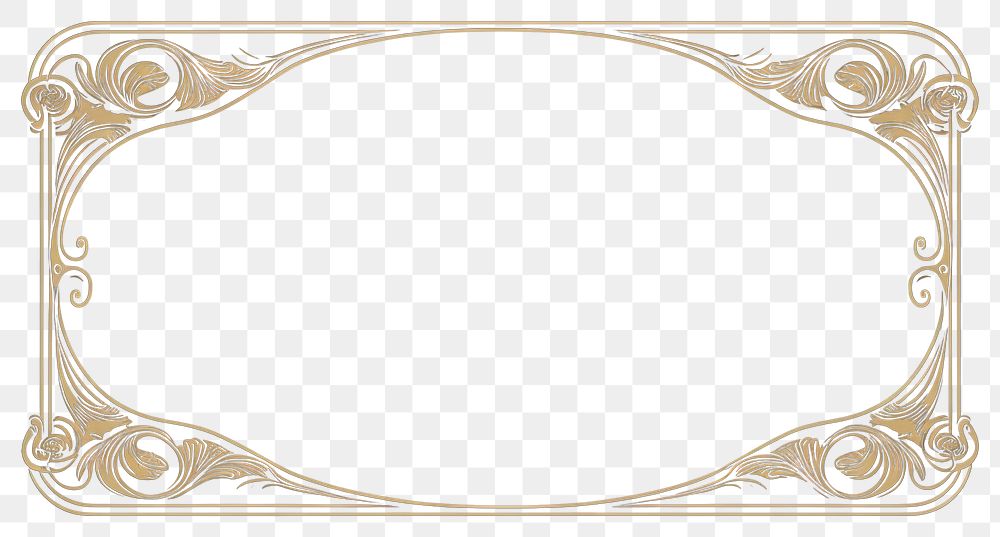 PNG  Art nouveau backgrounds frame gold. AI generated Image by rawpixel.