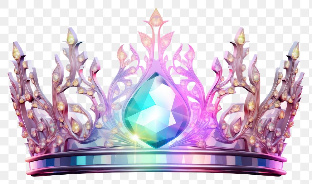 PNG Holographic queen crown jewelry white background celebration. AI generated Image by rawpixel.