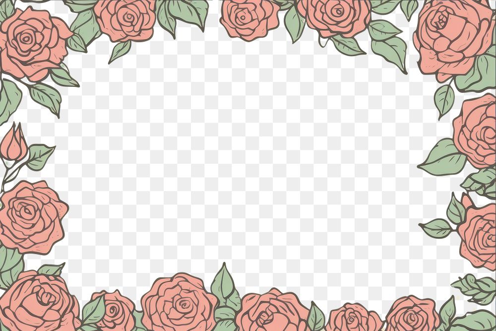 PNG  Roses frame backgrounds pattern flower. AI generated Image by rawpixel.