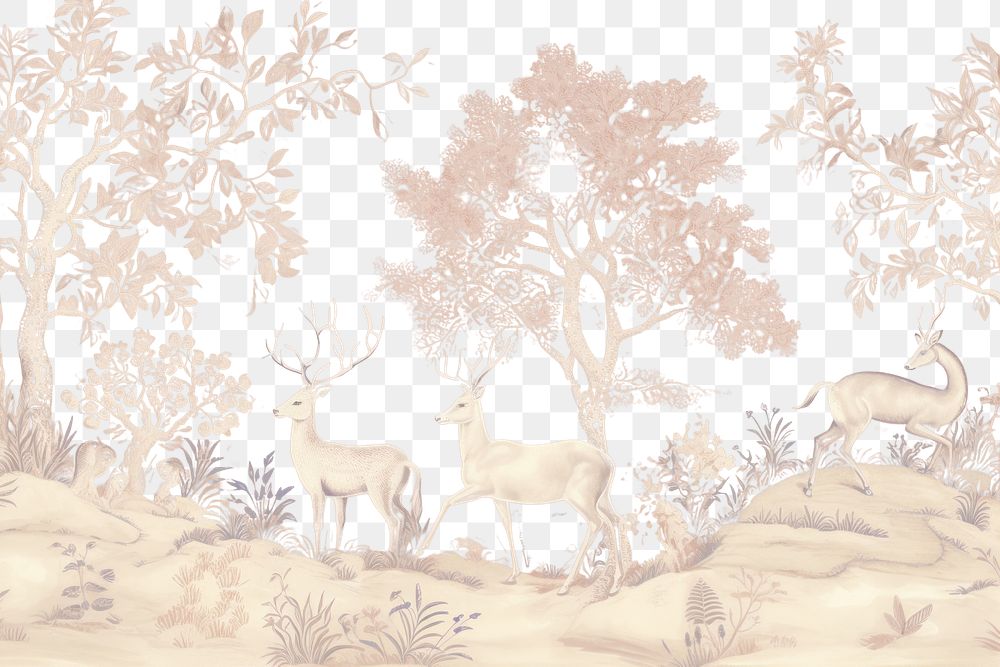 PNG Deers landscape wallpaper drawing. AI generated Image by rawpixel.