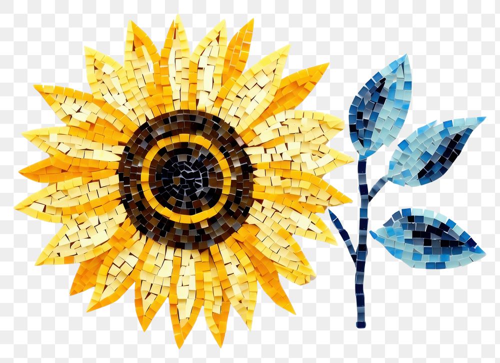 PNG Sunflower art mosaic white background. AI generated Image by rawpixel.