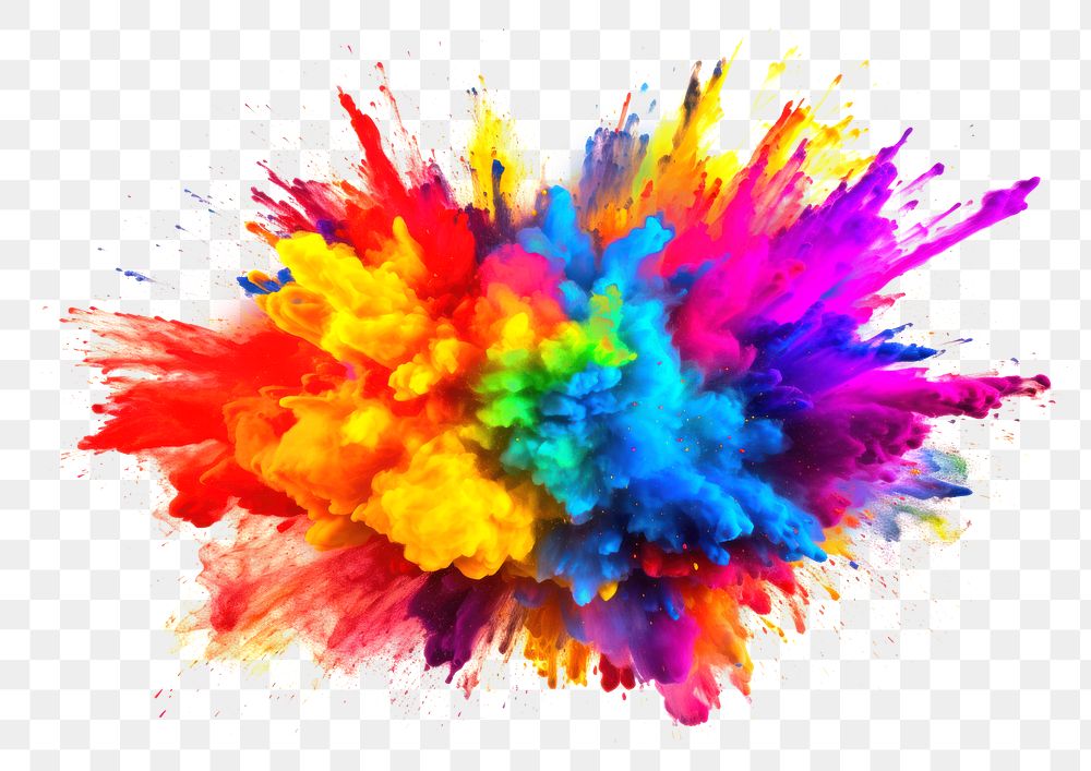 PNG Rainbow holi paint color powder explosion backgrounds white background celebration