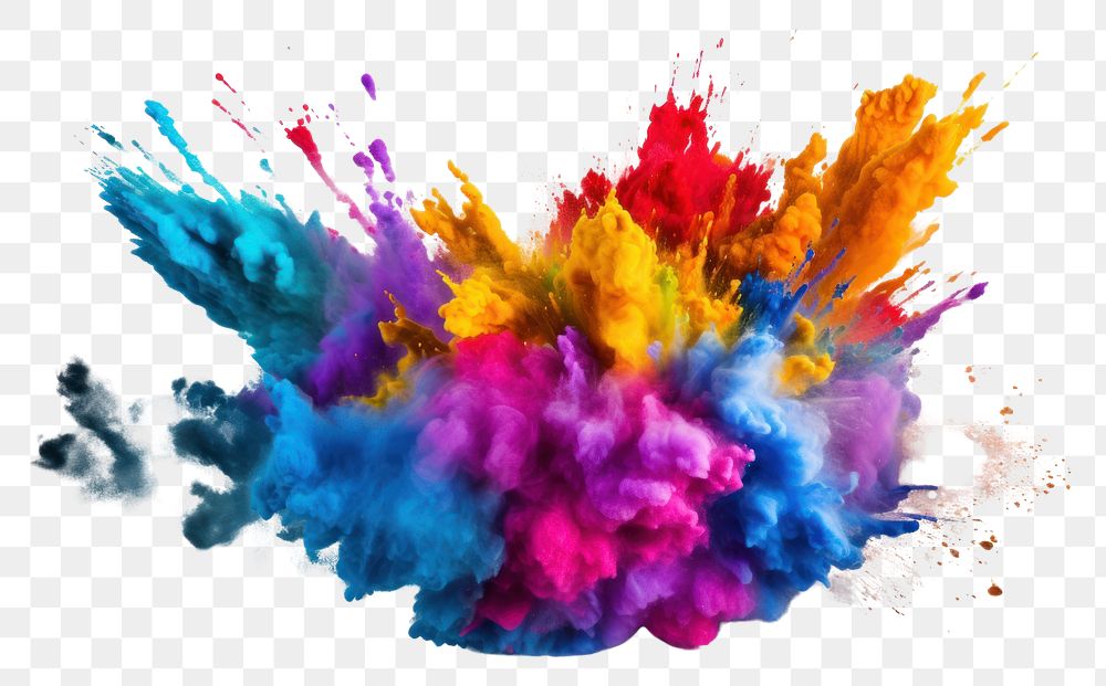 PNG  Colorful rainbow paint holi white background. AI generated Image by rawpixel.