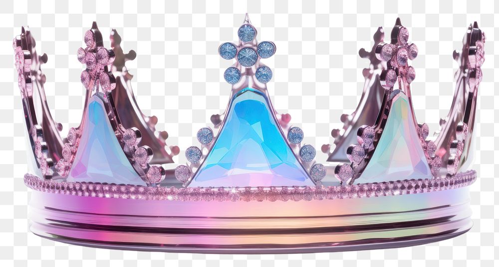 PNG Holographic crown jewelry tiara white background. AI generated Image by rawpixel.