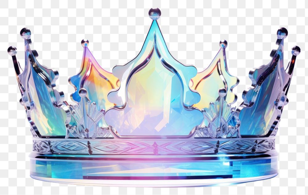 PNG Holographic crown white background accessories splashing. AI generated Image by rawpixel.