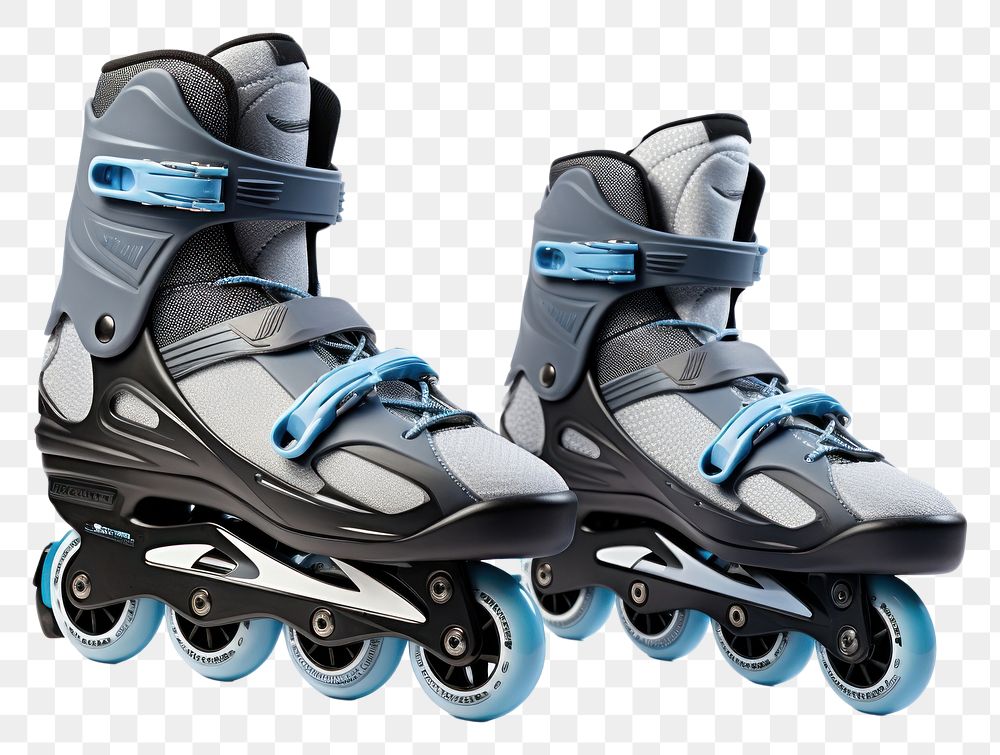 PNG  Blue gray inline skates footwear skating transportation. AI generated Image by rawpixel.