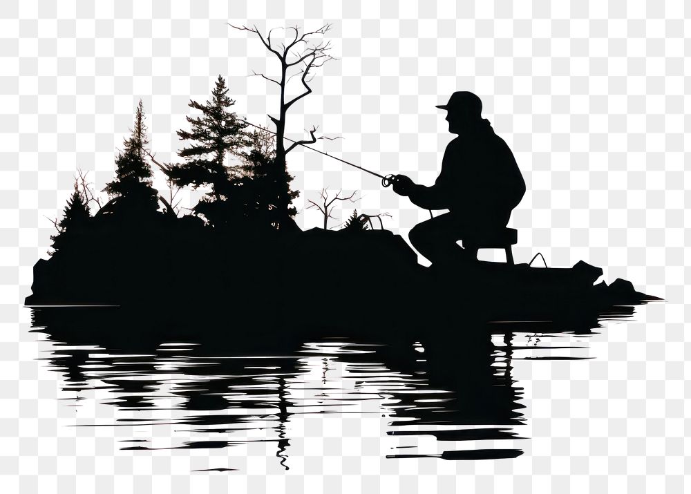 PNG Fishing silhouette outdoors adult. AI generated Image by rawpixel.