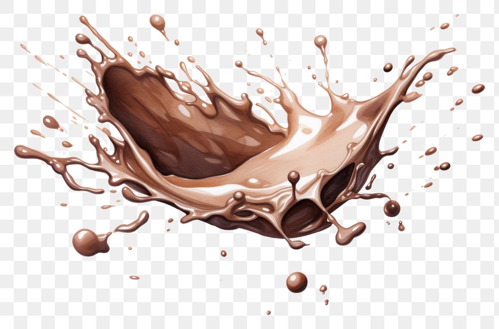 PNG Chocolate milk splashing white background refreshment splattered. AI generated Image by rawpixel.