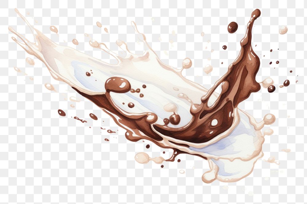 PNG Chocolate milk splashing water white background refreshment. AI generated Image by rawpixel.