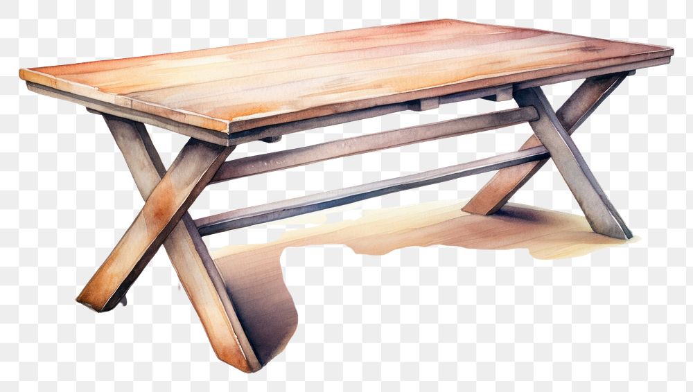 PNG Table furniture bench wood. AI generated Image by rawpixel.