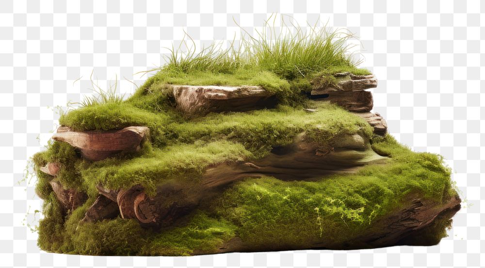 PNG A stack of wood on top of white background and moss green plant grass. AI generated Image by rawpixel.